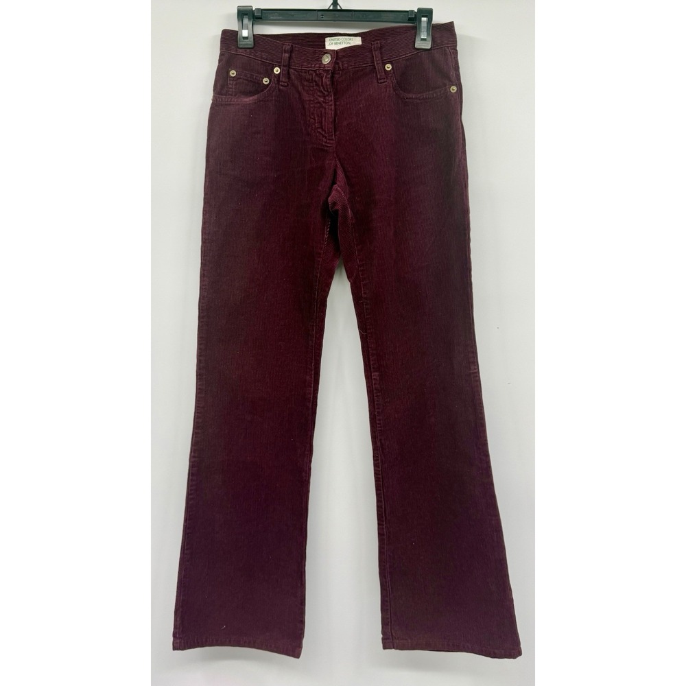 VTG United Colors of Benetton Women Corduroy Pants Bootcut Sz US 4 EU 40 Purple
